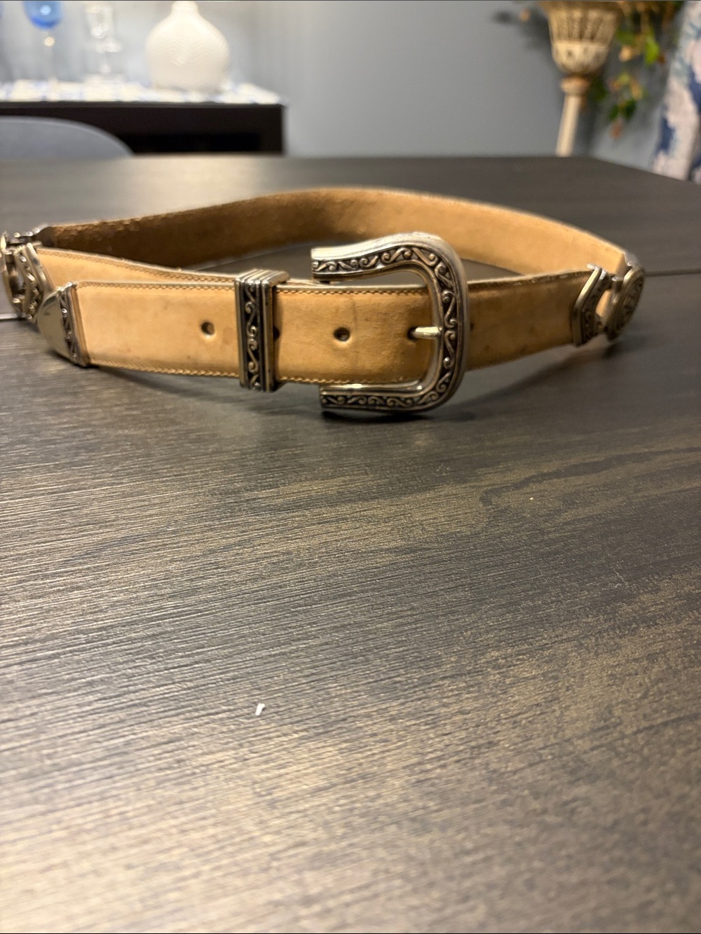 Vintage Brighton Ranger Belt 38 L Tan Leather Western Made In USA 38328